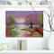 Designart - Romantic Lake in Pink and Green - Extra Large Wall Art Landscape